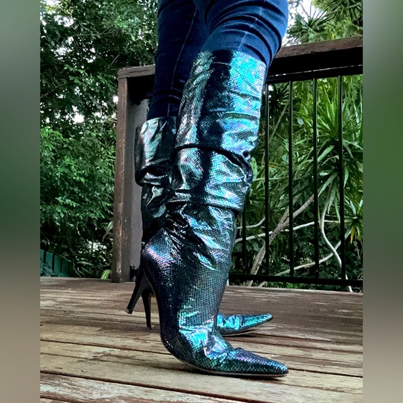 Dragon boots! Green, purple, incandescent, size 40, unique, mid height heel - Picture 5 of 6